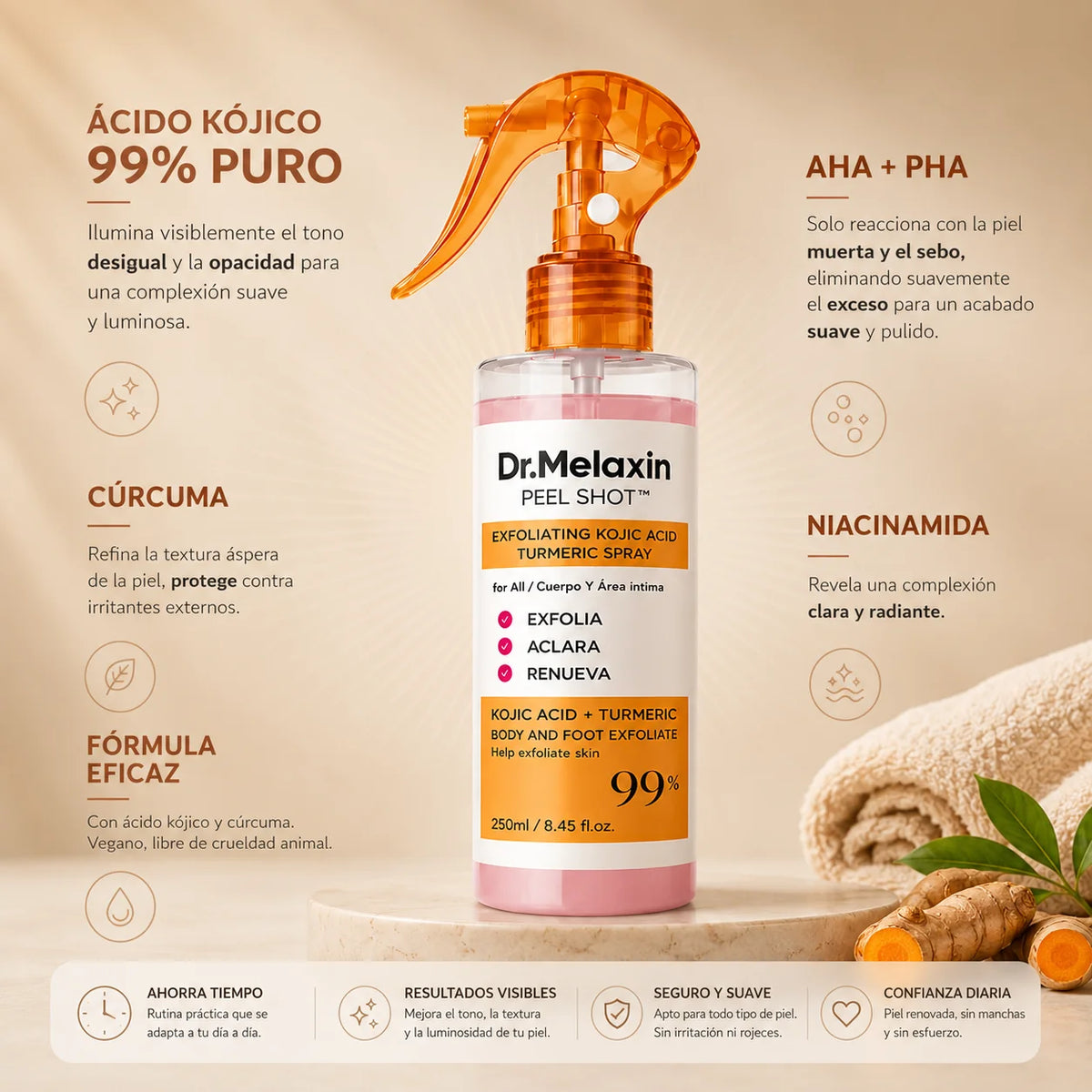 VELORIA® Peel Shot — Exfoliante Corporal en Spray
